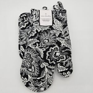 Vera Bradley Pot Holder & Oven Mitt Set NWT Java Black And White Floral Paisley